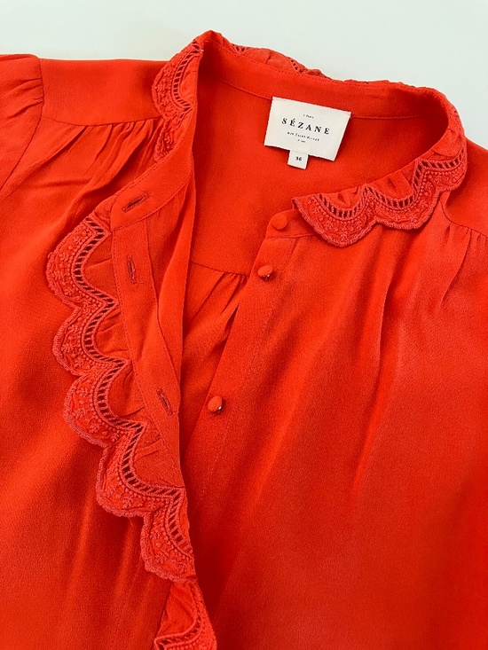 Sezane Tops - Sezane Chloe Silk Blouse Red US Size 4 Small or France Size 36